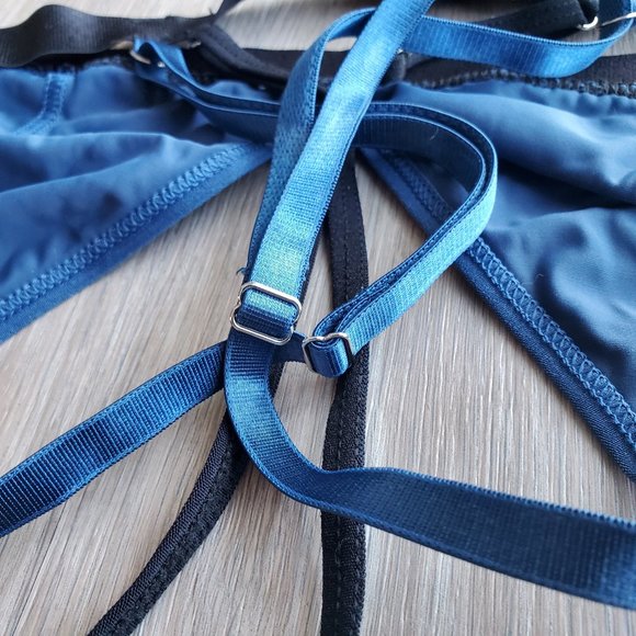 Urban Outfitters Out From Under Blue and Black Triangle Strappy Mesh bralette - Picture 5 of 9